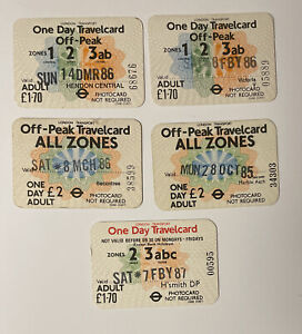 Vintage London Underground Train Ticket TRAVELCARD 1980s X5 G62