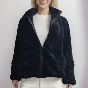 Women's Fuzzy Warm Long Sleeve Jacket Coat with Zipper and Soft Pocket - Picture 1 of 23