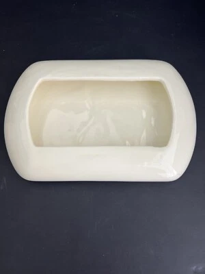 Jarrón/plantadora de mesa rectangular de cerámica vintage color blanco roto (356) Foto 1 de 4