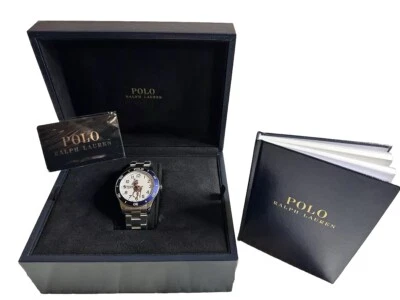 Ralph Lauren Polo Watch Automatic Blue White Dial Steel Strap 42mm Rp£2100 Boxed - Image 1 of 4