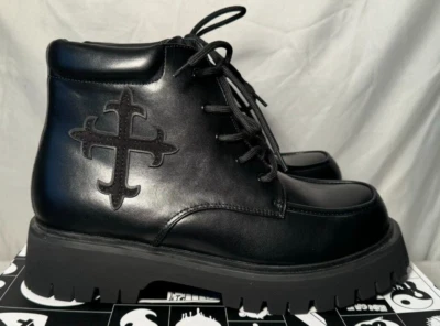 Koi Vegan Moral Alliance UK 11 / 46 Schwarz Kunstleder Plateau Stiefelette