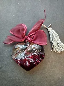 LENOX RUBY RED COLOR GEMS HEART LEAD CRYSTAL ORNAMENT - Picture 1 of 3