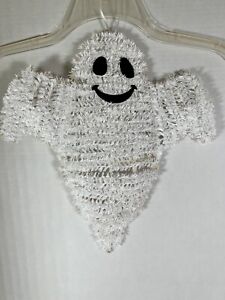Vintage Halloween Tinsel Hanging Wall / Door Decoration White Ghost