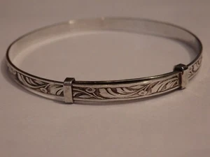 Sterling Silver Christening Bracelet Bangle vintage baby - Picture 1 of 6