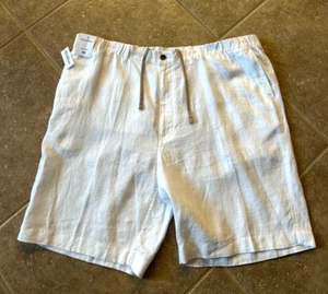 Caribbean 100% Linen Shorts Big & Tall Mens 50 (Big) White 10" Elastic Waist NWT - Picture 1 of 9