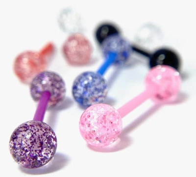 6件装超值套装超闪光球舌环14克休息室身体珠宝首饰无金属 — 第 1/4 张图片