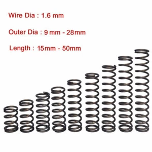 10Pcs Wire Dia 1.6 mm Compression Spring Y Type Small Springs Steel OD 9mm-28mm - Picture 1 of 4