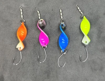 Twist 2,5g gedrehte Spoons handlackiert Custompainted Farben Glow UV Forelle - Bild 1 von 3