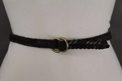 Женский плетеный белый коричневый пояс из искусственной кожи с золотой металлической пряжкой Banana Republic - Изображение 1 из 4