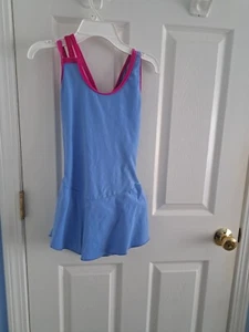 Eis-Eiskunstlaufkleid babyblau mit rosa Veloursbesatz Erwachsene Small - Bild 1 von 9