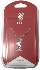 LIVERPOOL FC SILVER PLATED LIVERBIRD PENDANT WITH 51 CM LONG CHAIN NECKLACE LFC - Picture 1 of 6