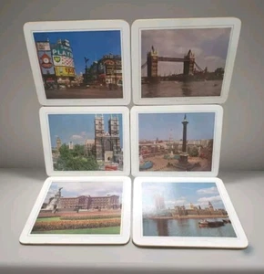 Cotswood Hot Mats Set of 6 Cambridge Vintage 70's London England Landmarks Cork - Picture 1 of 16