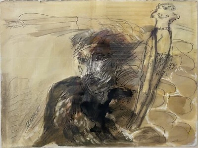 🔥 Pintura de retrato moderna surrealista mexicana vintage RARA, RAMSES NORIEGA '89 Foto 1 de 4