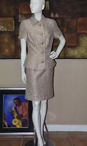 Lourdes Chavez Haute Couture Tweed Silk Skirt Designer Suit Size 10 NEW!!! - Bild 1 von 10