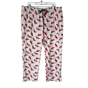 Sonoma Womens Sleep Lounge Pants Fleece White Red Foxes Size 1X - Picture 1 of 7