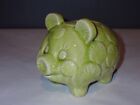 Vintage Celery Green Pottery Pig Piggy Bank