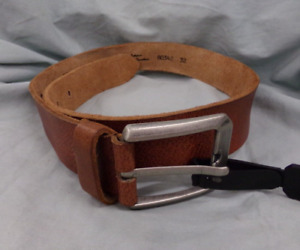 THE BUCKLE Mens Size 32 Brown Antique Saddle Leather Belt Made in USA ~ NWOT