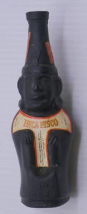 VINTAGE INCA PISCO EMPTY MINIATURE LIQUOR BOTTLE, BLACK MATTE GLASS, BAR ITEM - Picture 1 of 4
