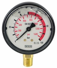 Manomètre à bain de glycérine 0 - 100 bars - M 1/4'