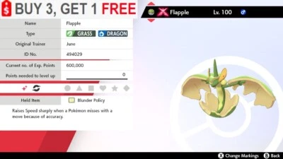 NINTENDO ✨Shiny Flapple✨Pokemon Sword and Shield Gmax Perfect IV Jolly 🚀Fast Delivery🚀