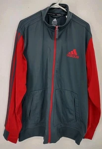 Adidas Climalite Men's Size 2XL Track Jacket Activewear Full Zip Gray Red - Picture 1 of 11
