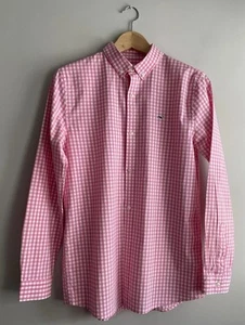 VINEYARD VINES Boys Performance Whale Shirt Pink Gingham Classic Sz 18 XL - Picture 1 of 13
