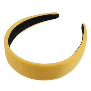 Finta Pelle Cerchietto Fascetta Capelli per Donne Giallo 1.6" Ampio - Foto 1 di 7