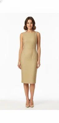 Vestido Vaina Ralph Lauren Etiqueta Negra Novia Lino Hilo Dorado Silencioso Lujo Usado en Excelente Condición 6 Foto 1 de 4