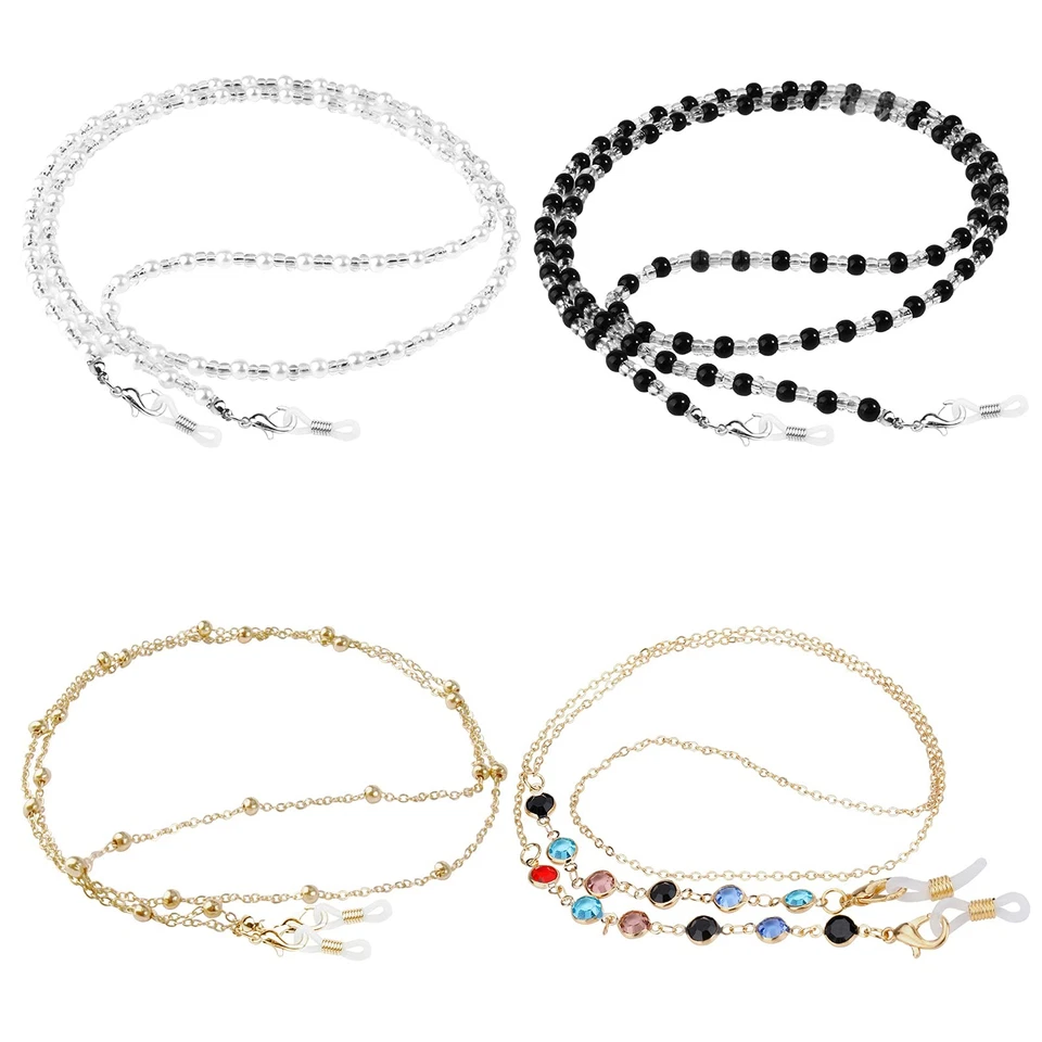 4 Pcs Eyeglass Chains for Women Eyeglasses Strap Holder Beaded Glass Chains G...