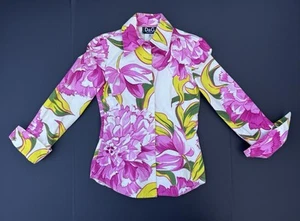 Vintage Floral Carnations Dolce & Gabbana Women's Cotton Jacket 26/40 Italy - Picture 1 of 15