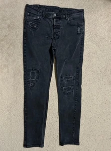 KSUBI black Jeans Mens Distressed 36x31 Black Denim Skinny punk rock goth - Picture 1 of 18