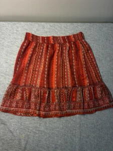 Loft Minirock Damen Gr. M gestreift Stufen schimmernd rot Boho Paisley fließend - Bild 1 von 8