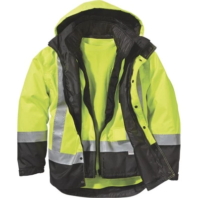 Gravel Gear Men's Class 3 High Visibility 4-in-1 Parka, Lime/Black, Medium - Image 1 of 4