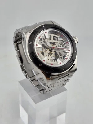 Akribos XXIV Men AK477BK Skeleton Stainless Steel Automatic 44mm Watch. Works - Image 1 of 4