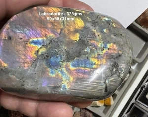 LABRADORITE PALM STONE, 375gms, over 3/4lb,*NATURAL*,THIRD EYE CHAKRA,USA SELLER - Picture 1 of 4