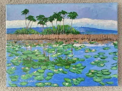 ‘Water Lilies’ Acrylic On Canvas 9”X 12" Signed By Mike Bryant - Image 1 of 2