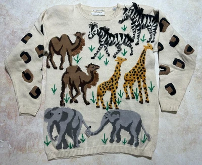 Womens Long Sweater Sz S M Noah's Ark Vintage Marisa Christina Elephant Vintage - Изображение 1 из 4