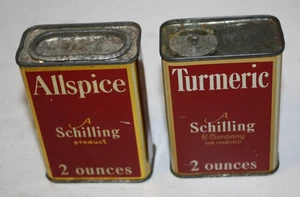 Vintage 30er Jahre Schilling Kurkuma und alle Gewürzdosen Konvolut - Bild 1 von 5