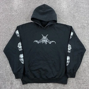 Evil Rising Sawblade 666 Hoodie Men's Large Black Skull Bapomet Demon Grunge - Picture 1 of 5