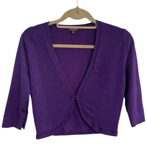 Phase Eight Purple Crop 3/4 Sleeve Cardigan Hook & Eye Clasp 10 - Picture 1 of 3