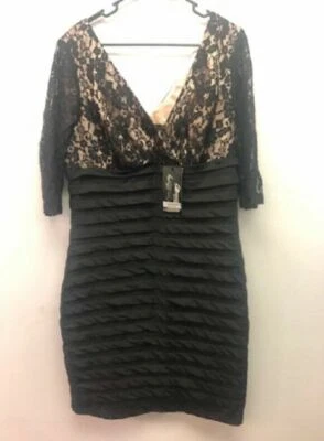 VESTIDO LÁPIZ MUJER EVER PRETTY CON CUELLO EN V TOP ENCAJE, NEGRO,16 Foto 1 de 2