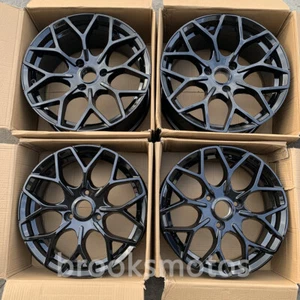 16X6 17X7 STAGGERED B STYLE GLOSS BLACK WHEELS RIMS FITS FOR SMART A451 3X112 - Picture 1 of 9