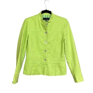 Bianca Nygard Womens Spring Green Linen Shell Button Jacket Size S - Picture 1 of 5