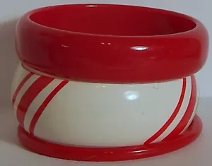 3 PULSERAS BRAZALETE VINTAGE ROJO Y CREMA TODAS DIFERENTES - Imagen 1 de 2