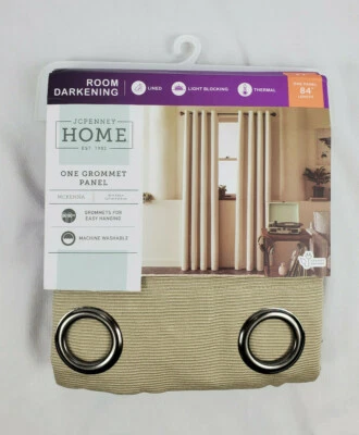 Темная дюна JCP бежевая комнатная затемняющая люверсная шторная панель Mckenna 50 дюймов x 63 дюйма 50 дюймов x 84 дюйма - Изображение 1 из 4