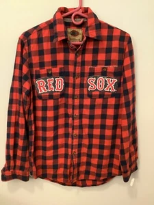Boston Traders Luxury Vintage Flannel Red Sox Long Sleeve Shirt Size MED Button - Picture 1 of 12