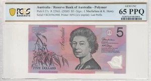 Last Prefix KC05 2005 Macfarlane Henry $5 Banknote PCGS 65 PPQ - Picture 1 of 2