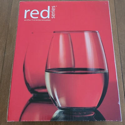 Juego de 4 copas de vino sin tallo de 15 onzas Home Essentials Red Series Foto 1 de 4