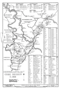 1916 Map of Coke Regions of Fayette County Pennsylvania Connellsville Uniontown - Picture 1 of 5
