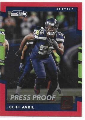 2017 Donruss Football Press Proofs Red Cliff Avril Seahawks - Image 1 of 2